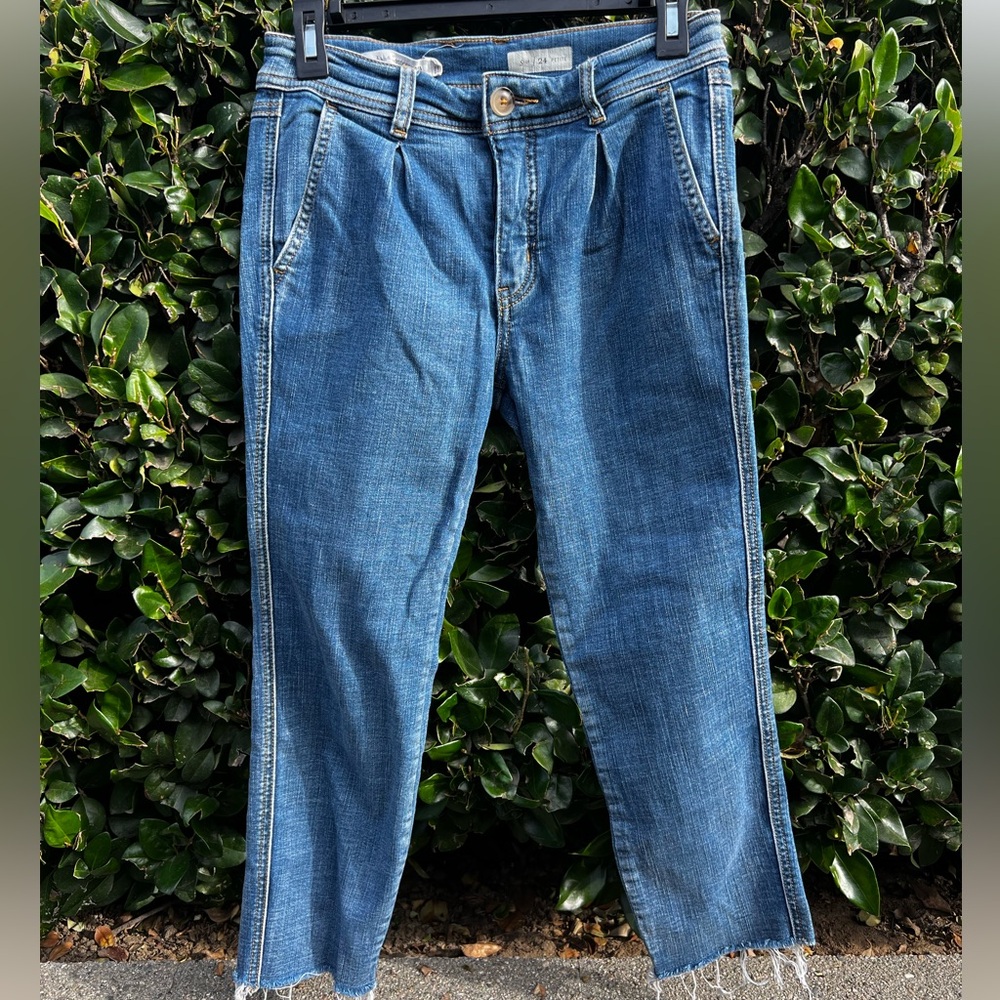 Anthropologie Pilcro & the Letterpress Straight Legged Crop Blue Jeans Size 24p